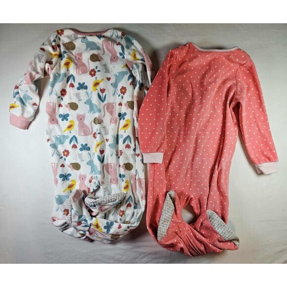 Set of 2 Carters Footed Fleece Pajamas Size 4T Forest Animals and Fairy Bear - Picture 2 of 7